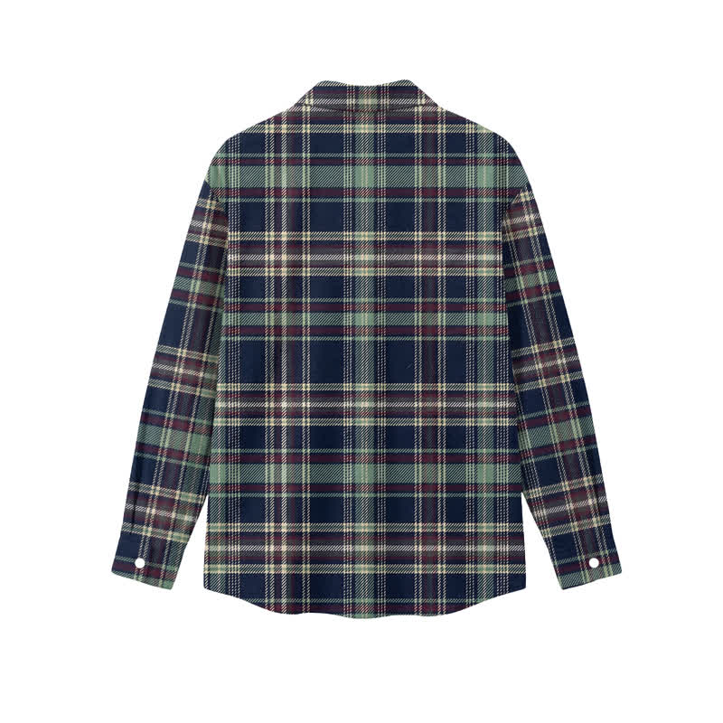 Vintage Tartan Shirt Collar Men's Long Sleeve Shirt - image 2