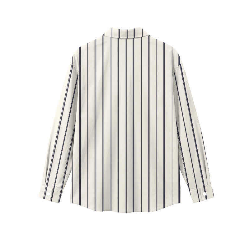 Classic Pinstripe Point Collar Men's Long Sleeve Shirt - image 2