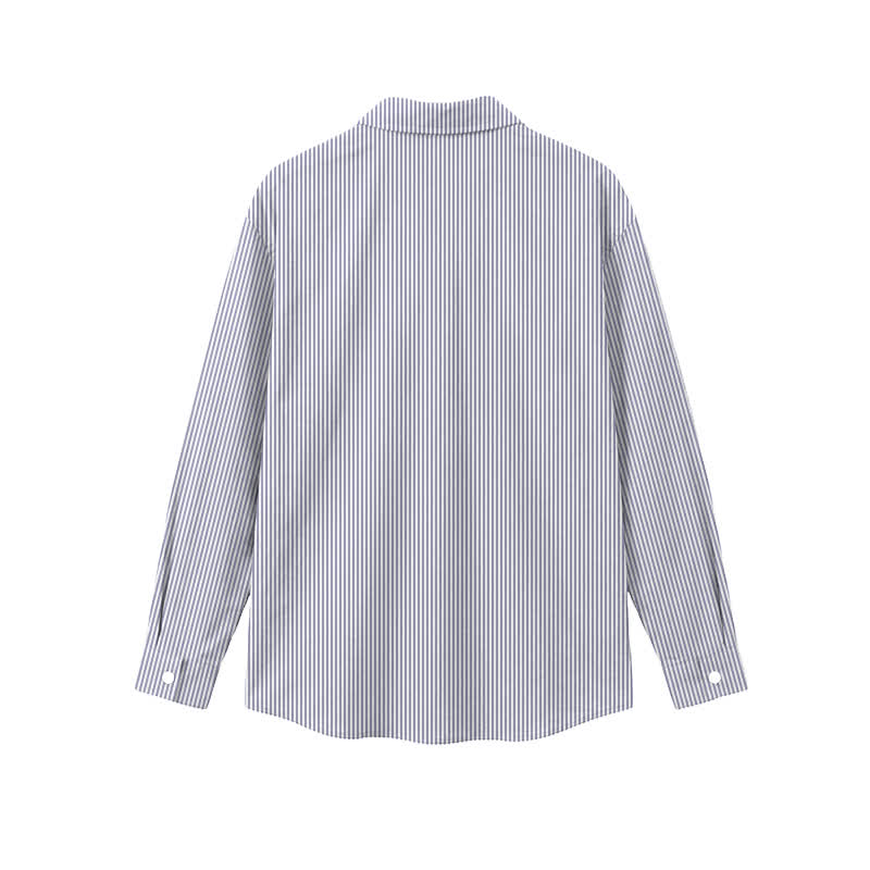 Classic Blue Pinstripe Straight Cut Point Collar Men's Long Sleeve Shirt - image 2