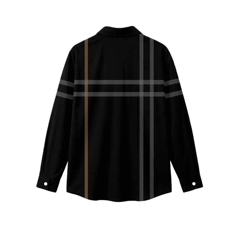 Minimalist Contrast Plaid Regular Cut Point Collar Men's Long Sleeve Shirt - image 2
