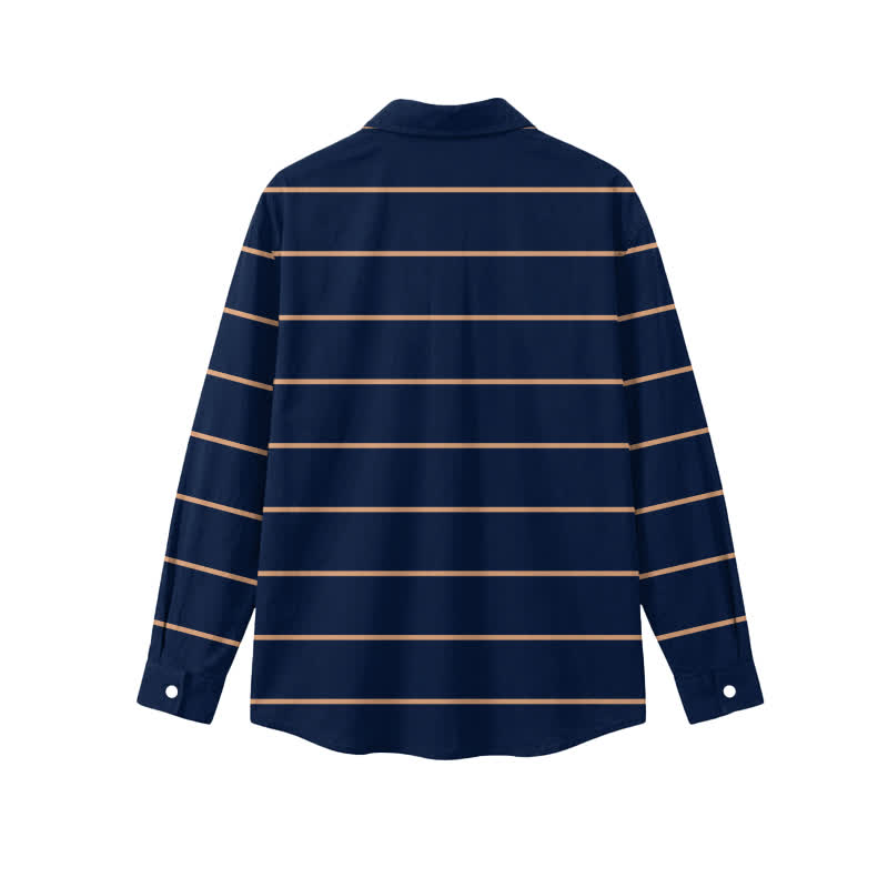 Classic Navy Stripe Men's Long Sleeve Shirt with Classic Collar - image 2