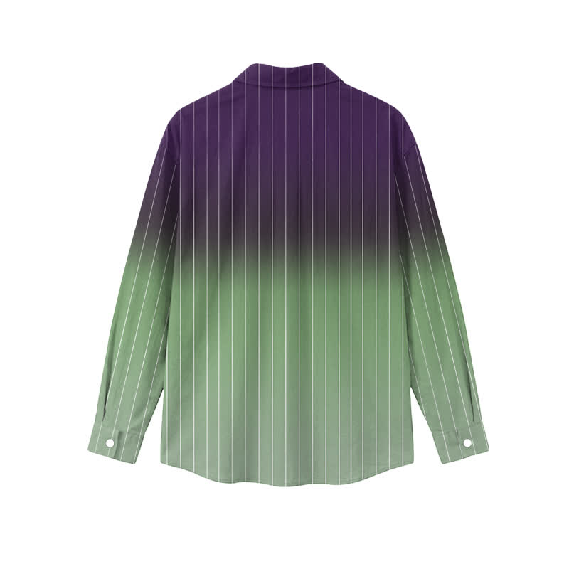 Men's Resort Vacation Ombre Stripe Print Pocket Long Sleeve Shirt - image 2