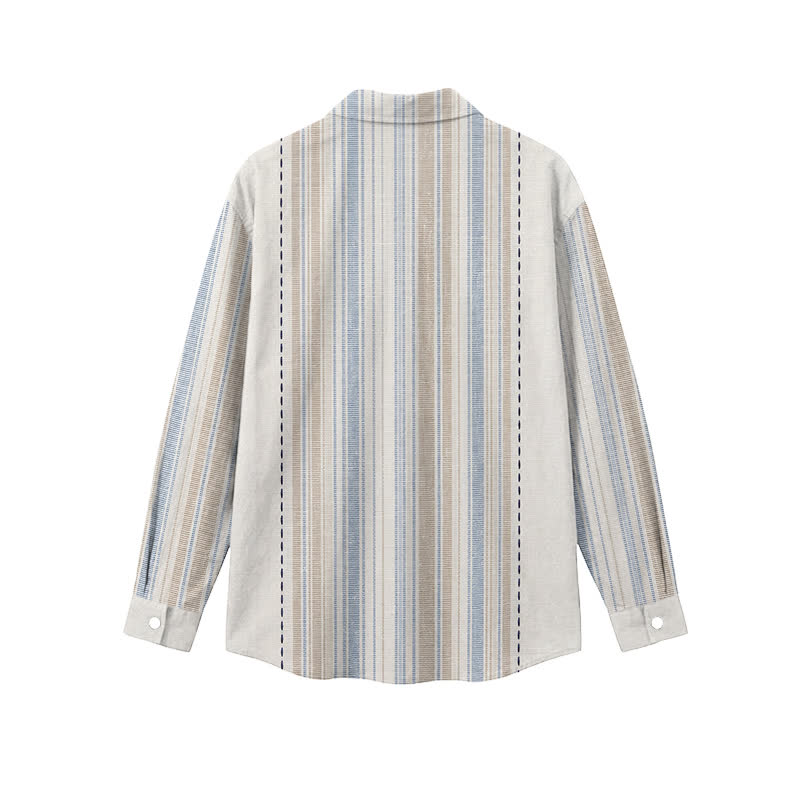 Casual Vertical Stripe Classic Collar Men's Long Sleeve Shirt - image 2