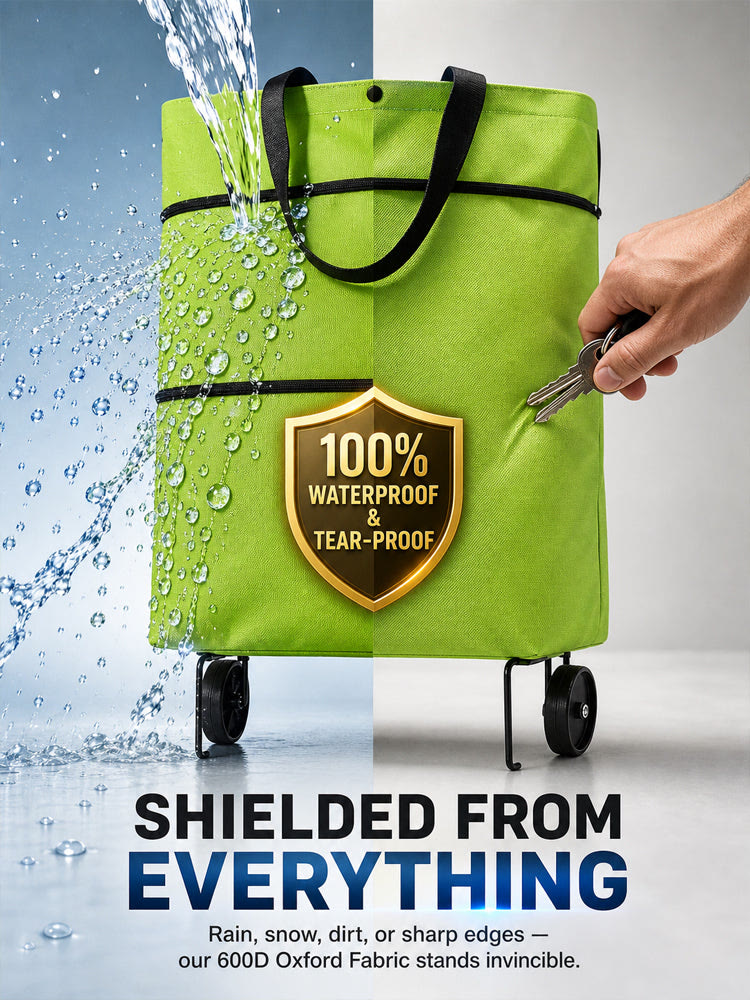600D Oxford Fabric Rolling Cart - Expandable, Waterproof & Quiet, Holds Up to 10kg - image 5