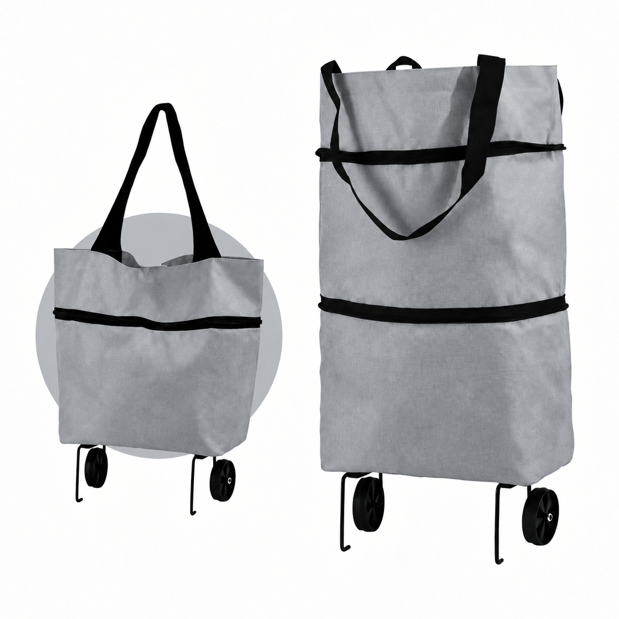 600D Oxford Fabric Rolling Cart - Expandable, Waterproof & Quiet, Holds Up to 10kg - Grey - image 12