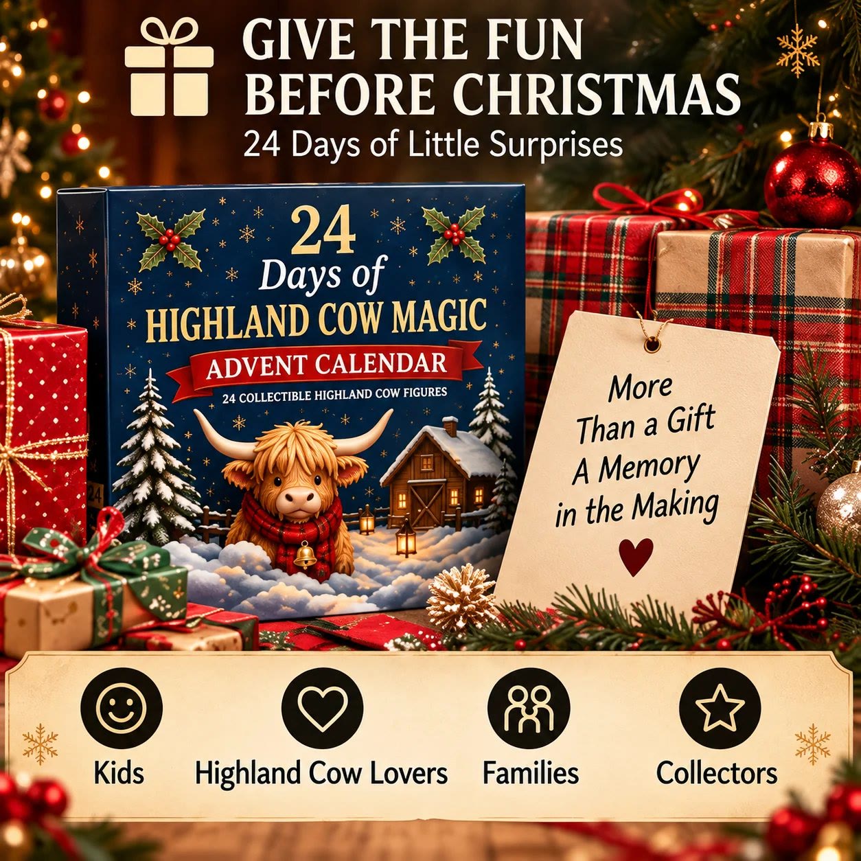 24-Day Highland Cow Advent Calendar | Collectible Christmas Countdown toy Box - image 2
