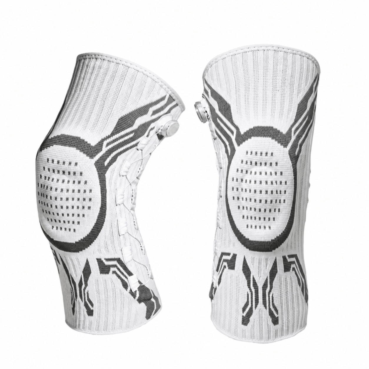Knee Sleeve with Dial Fit System & Dual Side Stabilizers, Adjustable Compression Knee Support for Men & Women - White Left+Right - XXL 209–243 lb - image 14