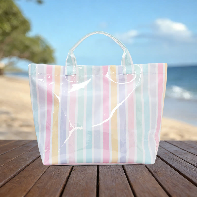 Beach Vacation Color-block Striped Leopard Waterproof Tote Bag - Multicolor - 44*31*12.5cm - image 10