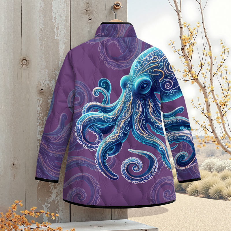 Vintage Wise Ocean Octopus Printouterwear Jackets - image 3