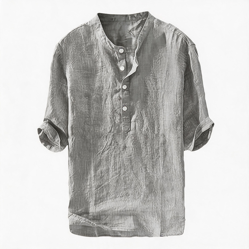 Men's Short Sleeve Button Up Summer Henley Shirt - Light Gray - 6XL - image 7