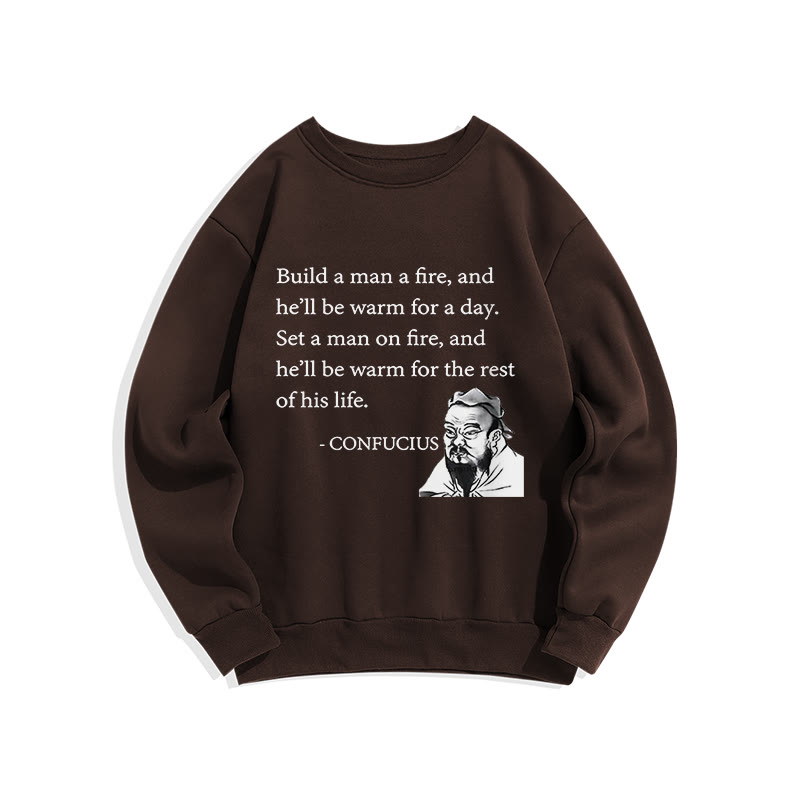 Confucius's Sayings Funny Print Crew Neck Sweatshirt - Coffee - US16-18(2XL) - image 5