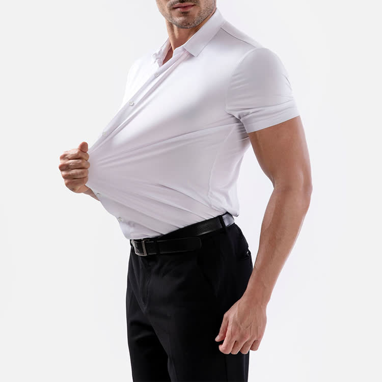 Gentle Office Man High Elasticity Non-iron Short-sleeve Thin Shirt - image 7