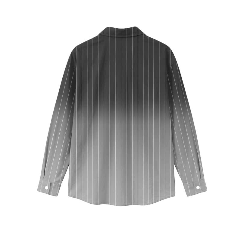 Men's Resort Vacation Ombre Stripe Print Pocket Long Sleeve Shirt - image 9