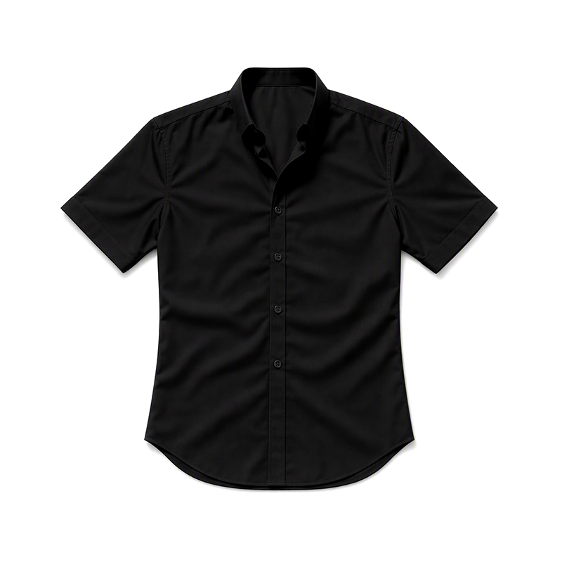 Men's Business Solid Color Short Sleeve Button Up Shirt  - Black - 5XL - image 3