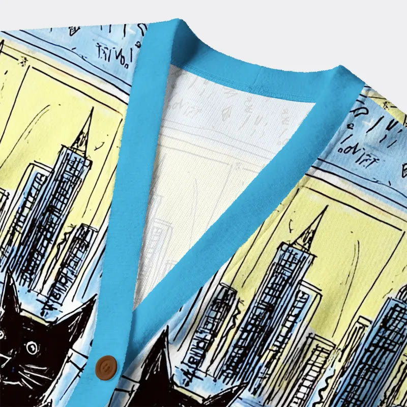 Meow-sic On The Decks Long Sleeved Sweater Cardigan - image 3