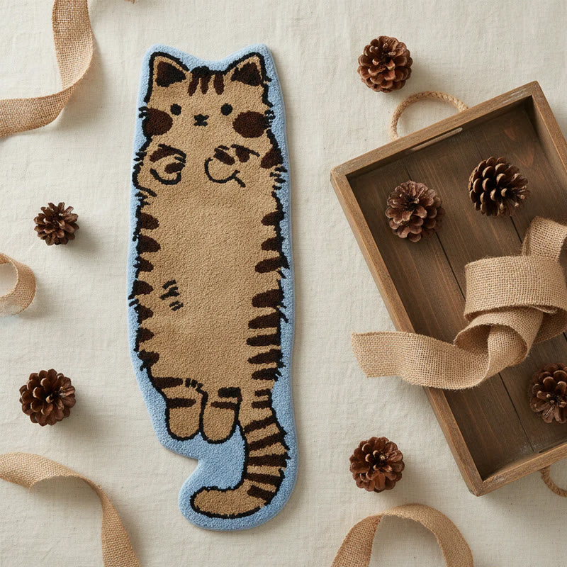 Cute Cat-shaped Soft Faux Cashmere Area Rug Floor Mat - Orange Tabby Cat2 - 40*60cm - image 11