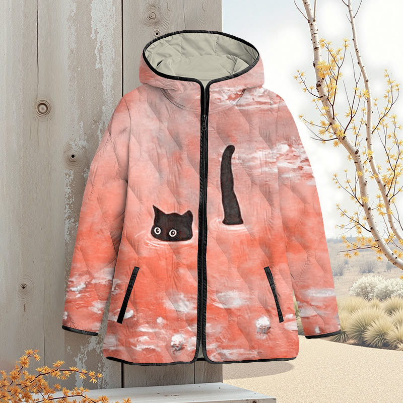 Oil Painting Cat Art Print Zipper Jackets - Orange - 4XL - image 6