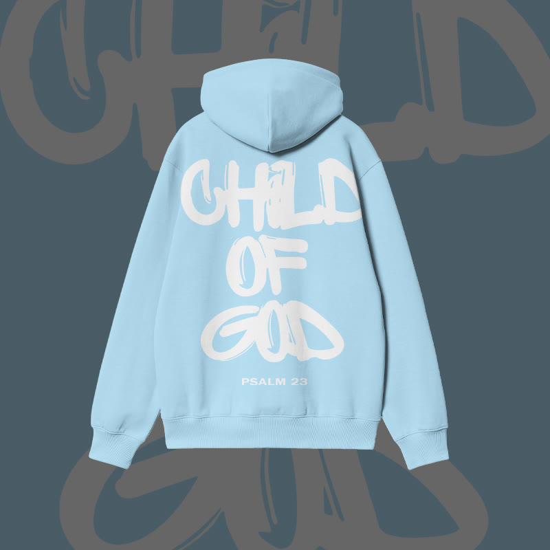 100% Cotton Child Of God Print Hoodie - Blue - 2XL - image 9