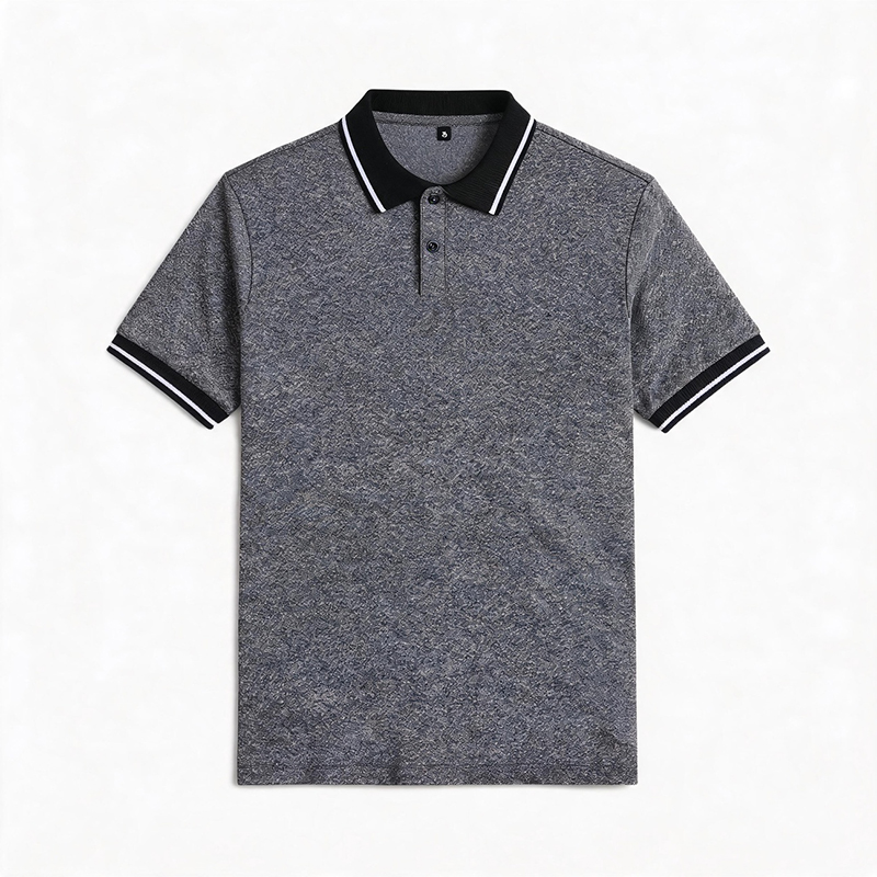 Men's Solid Color Contrast Collar Casual Golf Polo Shirt  - Dark Grey - 5XL - image 3