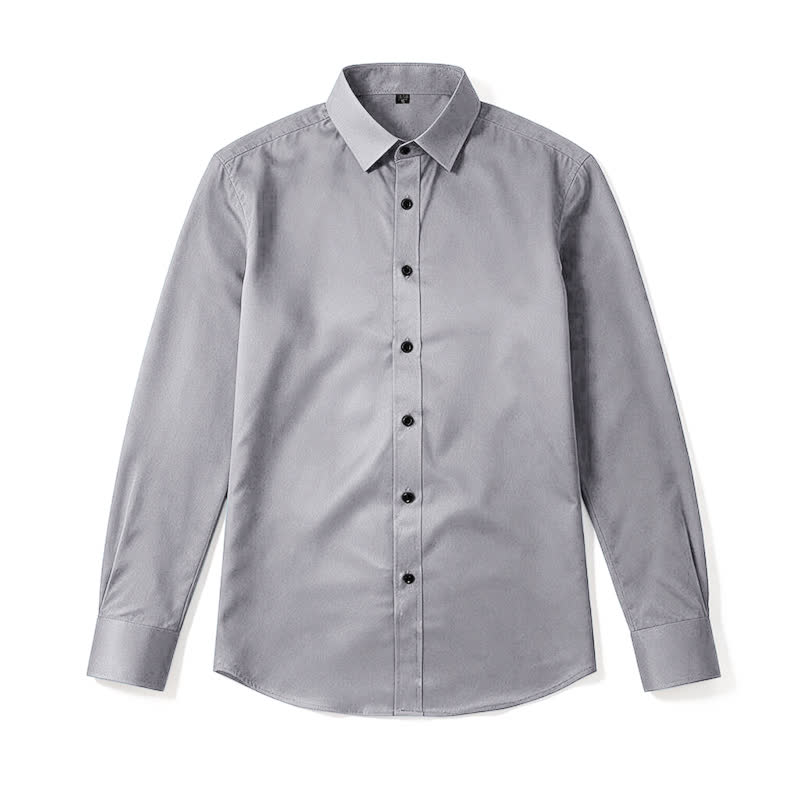 Men's Solid Color Long Sleeve Dress Shirt - Grey - 48 - image 13
