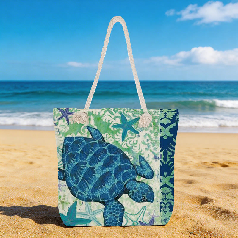 Retro Rope Single-shoulder Tote Bag - Sea Turtle-02 - 45*35*12cm - image 8
