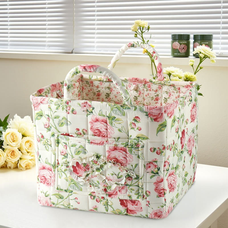 Elegant Floral Pattern Quilted Storage Basket - 1777 - 33*27*28 - image 5