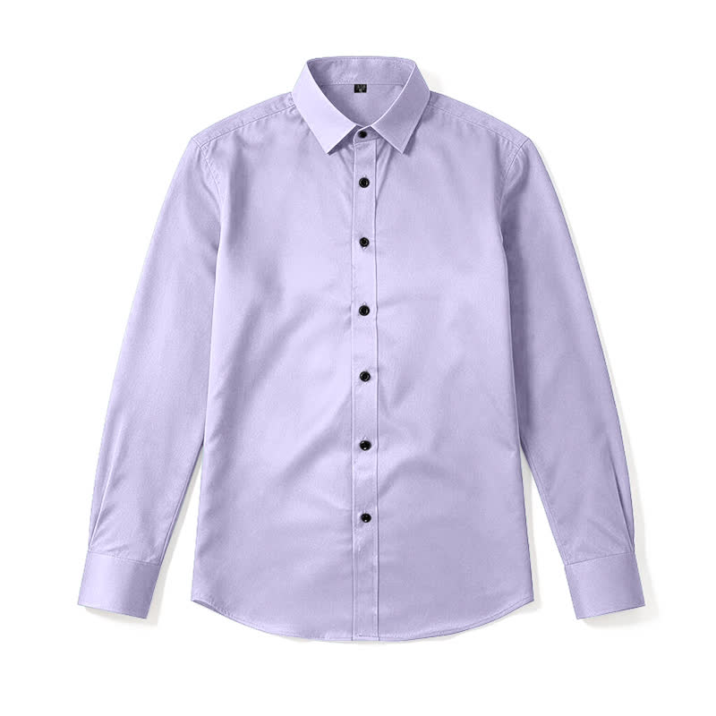 Men's Solid Color Long Sleeve Dress Shirt - Light Purple - 48 - image 12