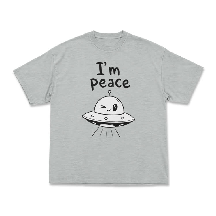I'm Peace UFO Graphic T-Shirt - Grey - US16-18(2XL) - image 10