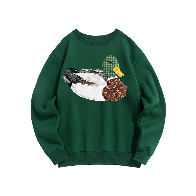 Vintage Floral Patchwork Duck Print Sweatshirt - Green - US16-18(2XL) - image 8