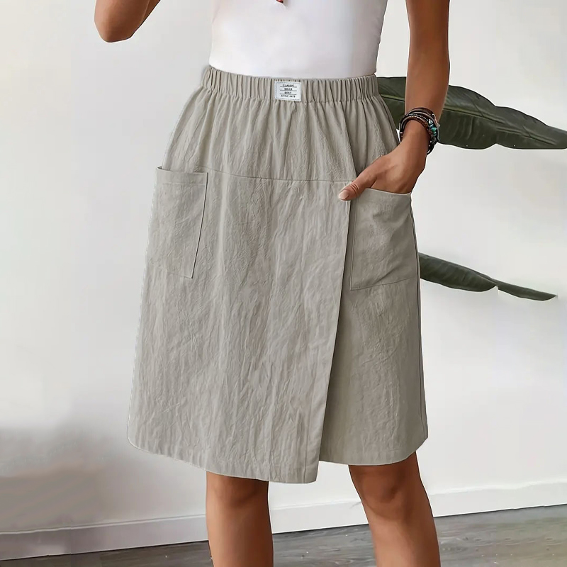 Casual Large Pockets Solid Mid Skirt Short Pants - image 5