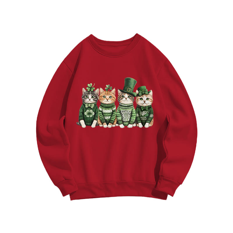 St. Patrick's Lucky Kittens Print Sweatshirt - Red - US16-18(2XL) - image 6