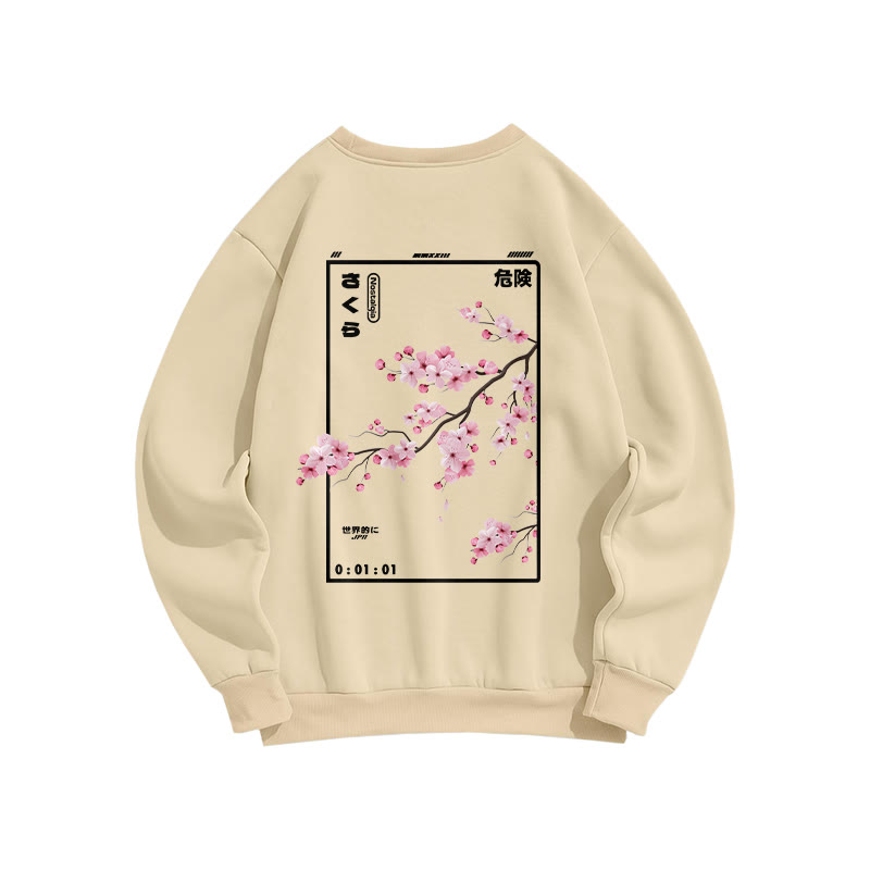 Unisex Cherry Blossom  Print Long Sleeve Crew Neck Sweatshirt - Apricot - US16-18(2XL) - image 5