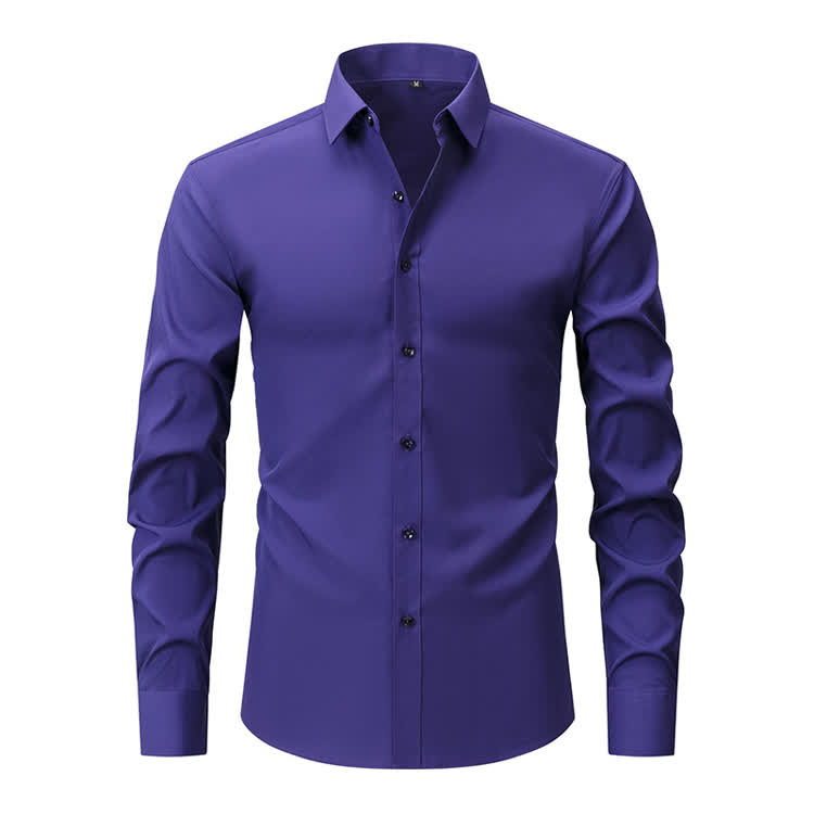 Gentle Office Man High Elasticity Non-iron Thin Shirt - Purple - 3XL - image 26