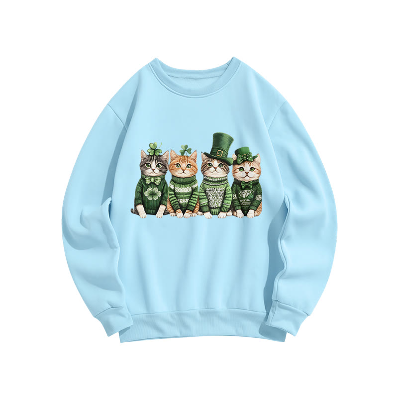 St. Patrick's Lucky Kittens Print Sweatshirt - Light Blue - US16-18(2XL) - image 4