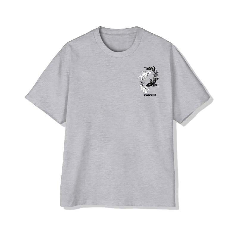 Unisex Ying Yang Koi  Print Short-Sleeve Crew Neck T-Shirt - image 6