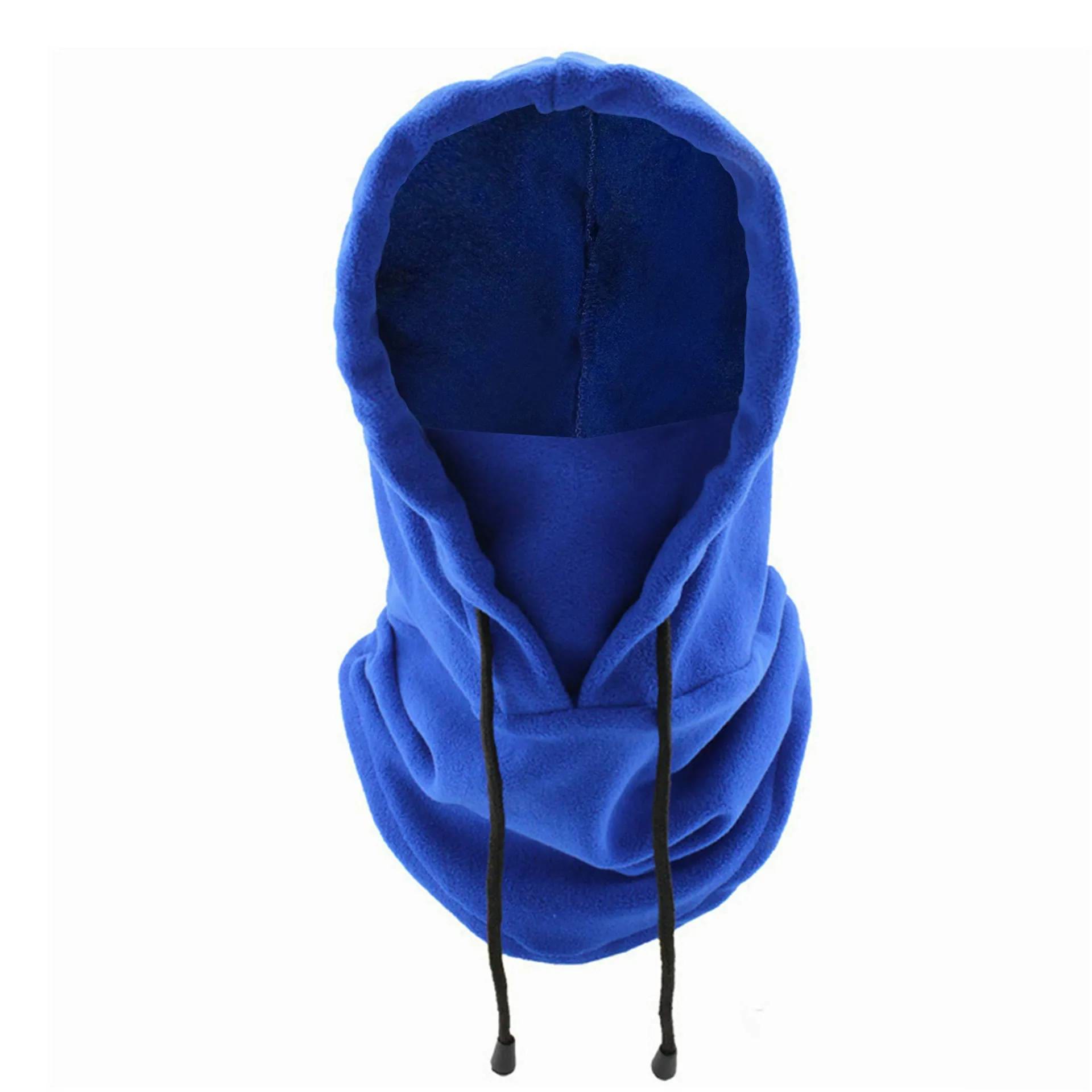 Derong Thermal Drawstring Windproof Balaclava Hood - Royal Blue - one size - image 11