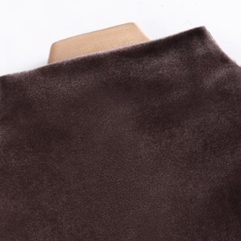 High-neck Solid Color Velvet Long-sleeved T-shirt - image 7