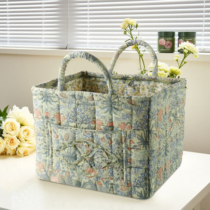 Elegant Floral Pattern Quilted Storage Basket - 4199 - 33*27*28 - image 4
