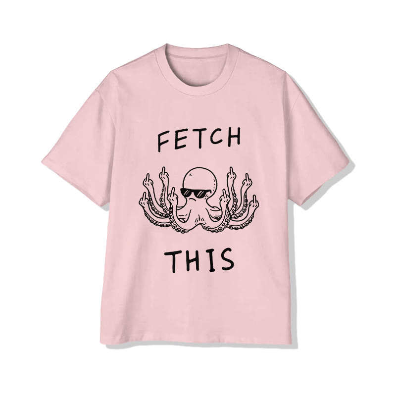 Unisex Fetch This Octopus Print Short Sleeved Crew Neck T-shirt - Pink - 2XL - image 4