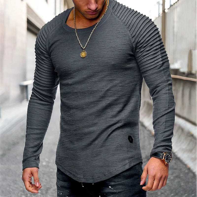 Men's Crew Neck Tight Thermal Unique Long Sleeve T-shirt - Dark Grey - 3XL - image 5