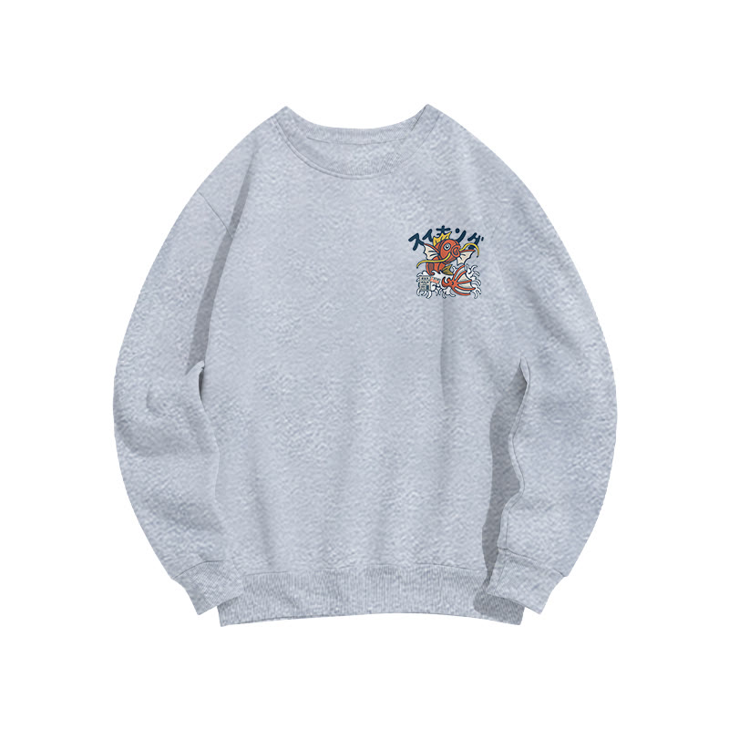 Unisex Koi King Print Long Sleeve Crew Neck Sweatshirt - image 11