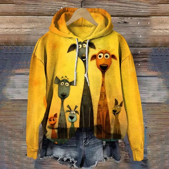 Funny Dog Print Casual Hoodie