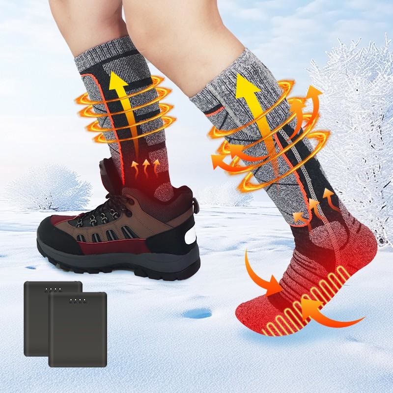 Unisex Heated Socks, Battery-Powered Electric Heating Socks, Winter Warmth Socks for Outdoor Activities, Fishing, Hunting - Orange Gray – 5V / 5000mAh - image 5