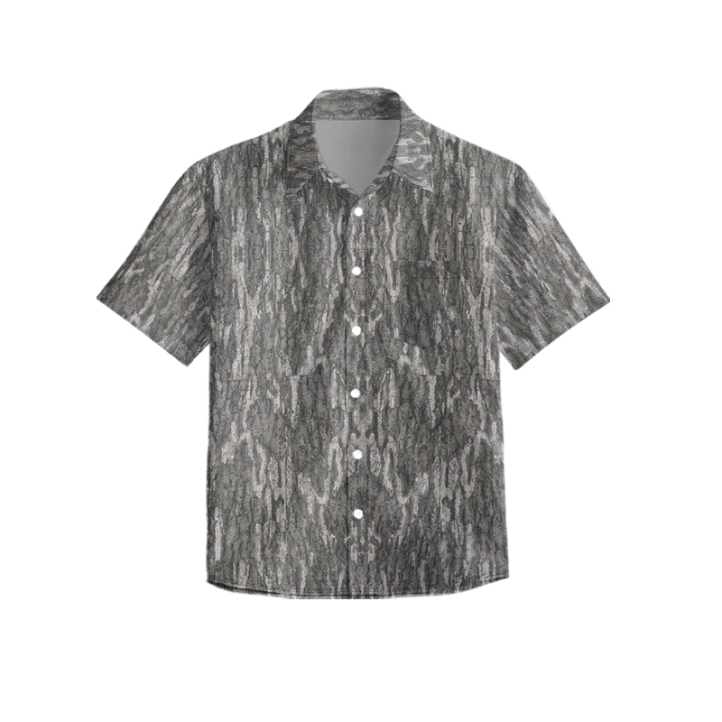 Vintage Camo Print Camp-collar Shirt - Grey - 6XL - image 3
