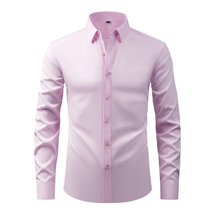 Gentle Office Man High Elasticity Non-iron Thin Shirt - Pink - 3XL - image 23