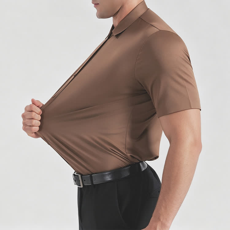 Gentle Office Man High Elasticity Non-iron Short-sleeve Thin Shirt - image 15