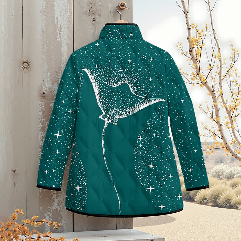 Starry Spotted Eagle Rays Print Outerwear Jackets - image 6