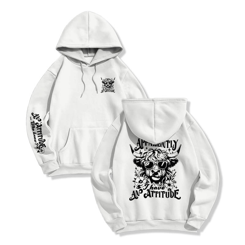 Vintage Cool Highland Cattle Print Hoodie - White - US16-18(2XL) - image 5