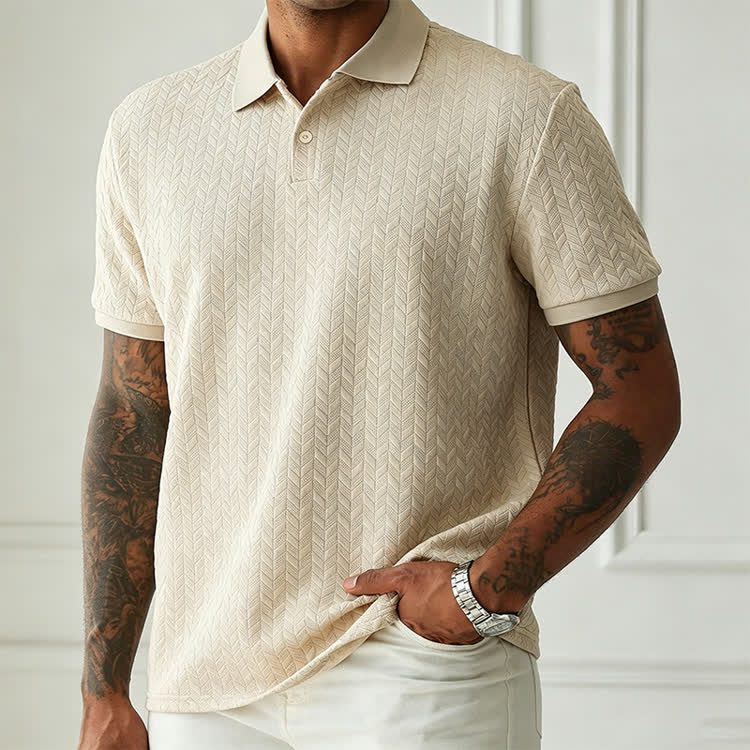 Cozy Solid Classic Texture Short-sleeve Button Polo Shirt - image 8