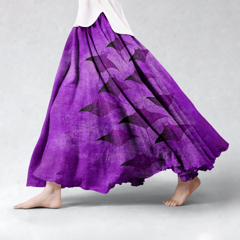 Vintage Manta Ray Art Print Skirt - Purple - 5XL - image 5